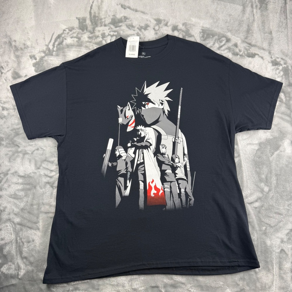 Naruto Shippuden Kakashi Story Graphic T-Shirt Ripple Junction Black Mens XL NEW